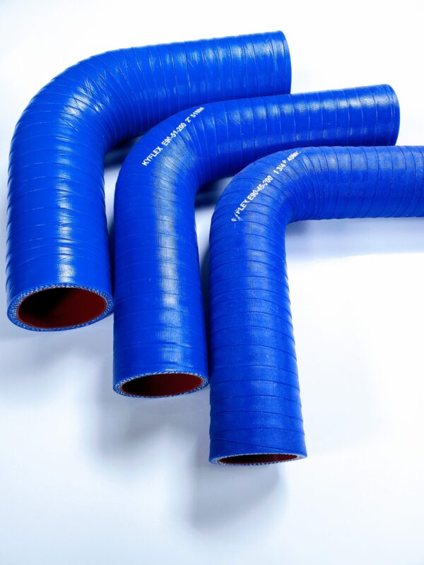 A group of blue hoses sitting on top of each other.