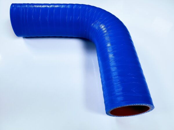 A blue hose is bent to the side.